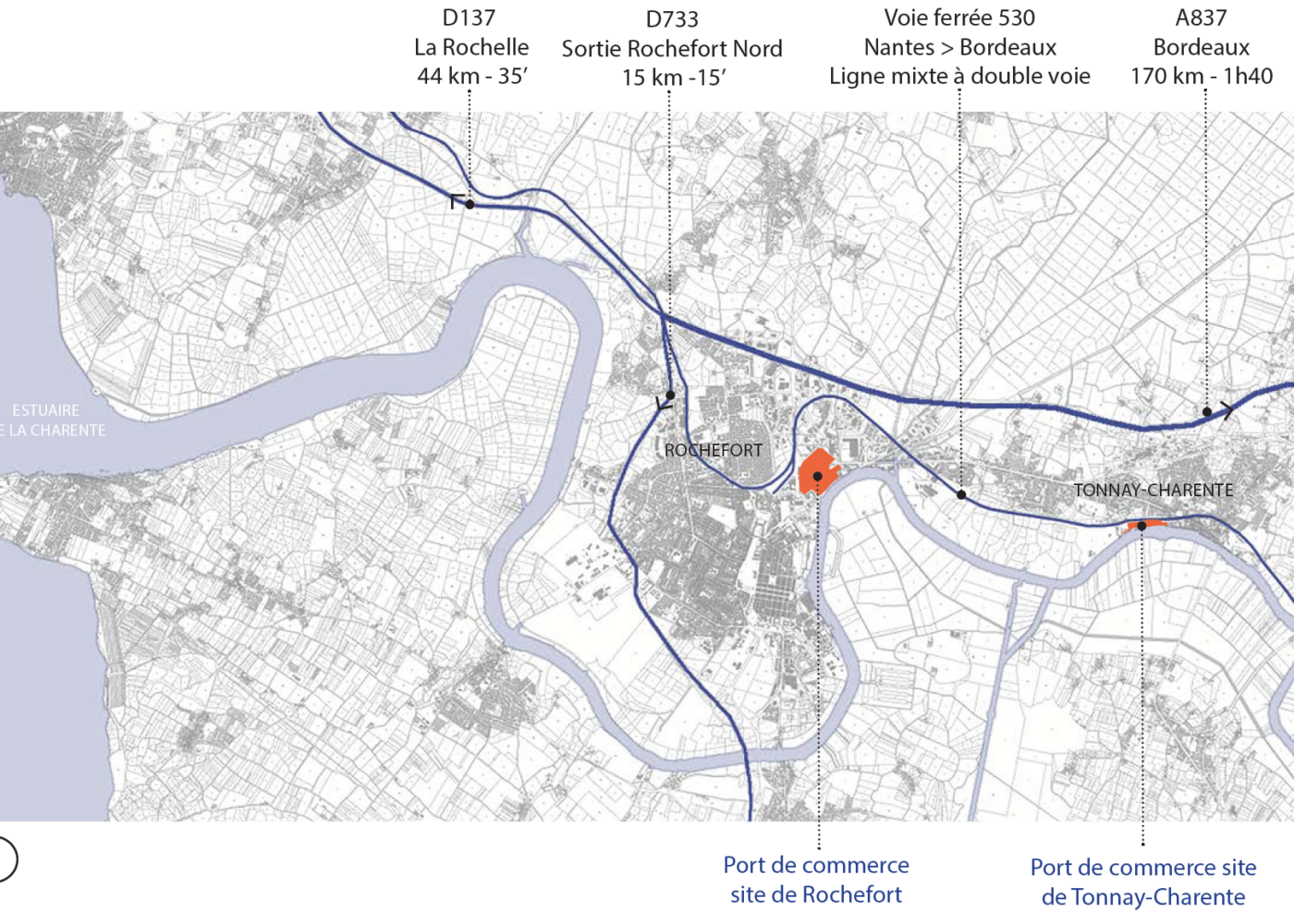 Plan de situation et d'accès aux ports